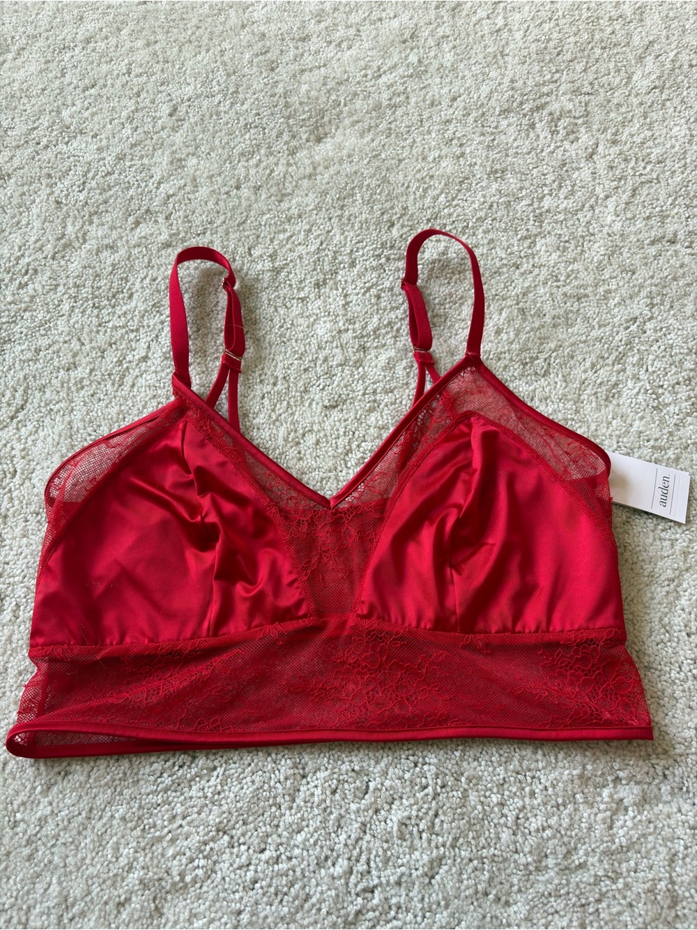 Red Lace-Trim Bralette - Auden